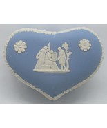 Vintage Wedgwood Jasperware White on Dusty Blue Heart Trinket Box - $374.14 MXN