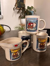 checker board mug set of 3 plus creamer - $443.52 MXN
