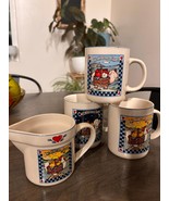 checker board mug set of 3 plus creamer - $443.52 MXN