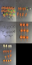 64 Halloween Plastic Cupcake Picks: Skulls Pumpkins Witches Black Cat Vtg - $59.40