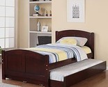 Twin Size Wood Bed With Trundle In Dark Cherry - £825.57 GBP