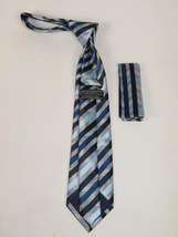 Men's Vito Rofolo From Italy Tie Hankie Gift Boxed 100% Silk VR-36 Blue Stripe image 3
