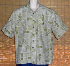 Joe Marlin Hawaiian Shirt Olive Green Tropical Design Blocks Size Large LN - £17.57 GBP