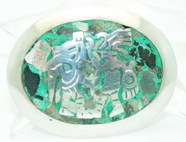 AZTEC FIGURES INLAID MULTI STONES PIN / PENDANT REAL SOLID STERLING SILVER 12.1g - £58.67 GBP