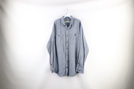 Duluth Trading Co Mens XL Tall Chambray Double Pocket Collared Button Shirt Blue - £35.01 GBP