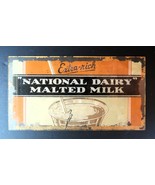 Vtg National Dairy Malted Milk Glass Advertising Sign Store Display Rare... - $935.89 MXN