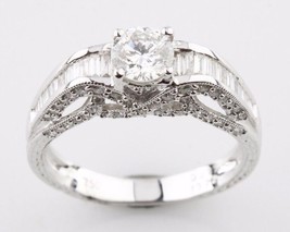 1.08 Carat Round Diamond Solitaire 18k White Gold Engagement Ring Size 6 - $3,567.42