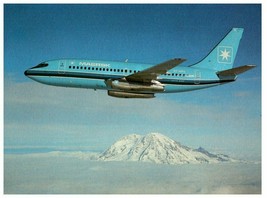 Maersk Air Boeing 737 200 over Mt Rainier Washington Airplane Postcard - £7.75 GBP