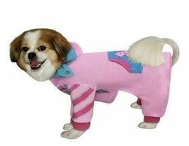 Dog Hooded Pajama Jumpsuit Sweater w Hair Bow Pink Pet Accessory Costume - £6.80 GBP