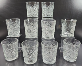 10 Libbey Hobstar Double Old Fashioned Set Clear Emboss Etch Whiskey Tumbler Lot - £97.86 GBP