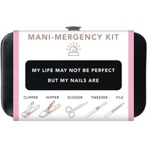 Trim Black Pink Nail Mani Emergency Grooming Kit Clippers Scissor Tweezer File - £1.57 GBP