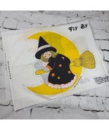 Vintage Fly By Night Witch Halloween Throw Pillow Making Fabric Enough F... - £19.41 GBP