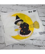 Vintage Fly By Night Witch Halloween Throw Pillow Making Fabric Enough F... - £18.49 GBP