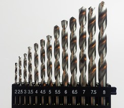 HSS DRILL BITS SET 13 PC HIGH SPEED TITANIUM COATED STEEL ROUND SHANK 2-... - $6.68