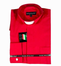 Daniel Ellissa Men&#39;s Clergy Banded Collar Shirt Red White Tab Sizes 14.5... - £26.85 GBP