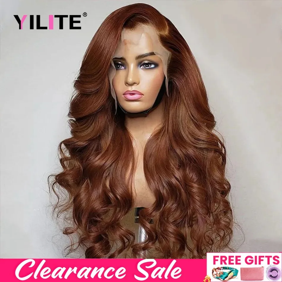 Cheap Body Wave Brown Lace Front Wig Colored HD Lace Frontal Wig Gluele - £59.47 GBP+