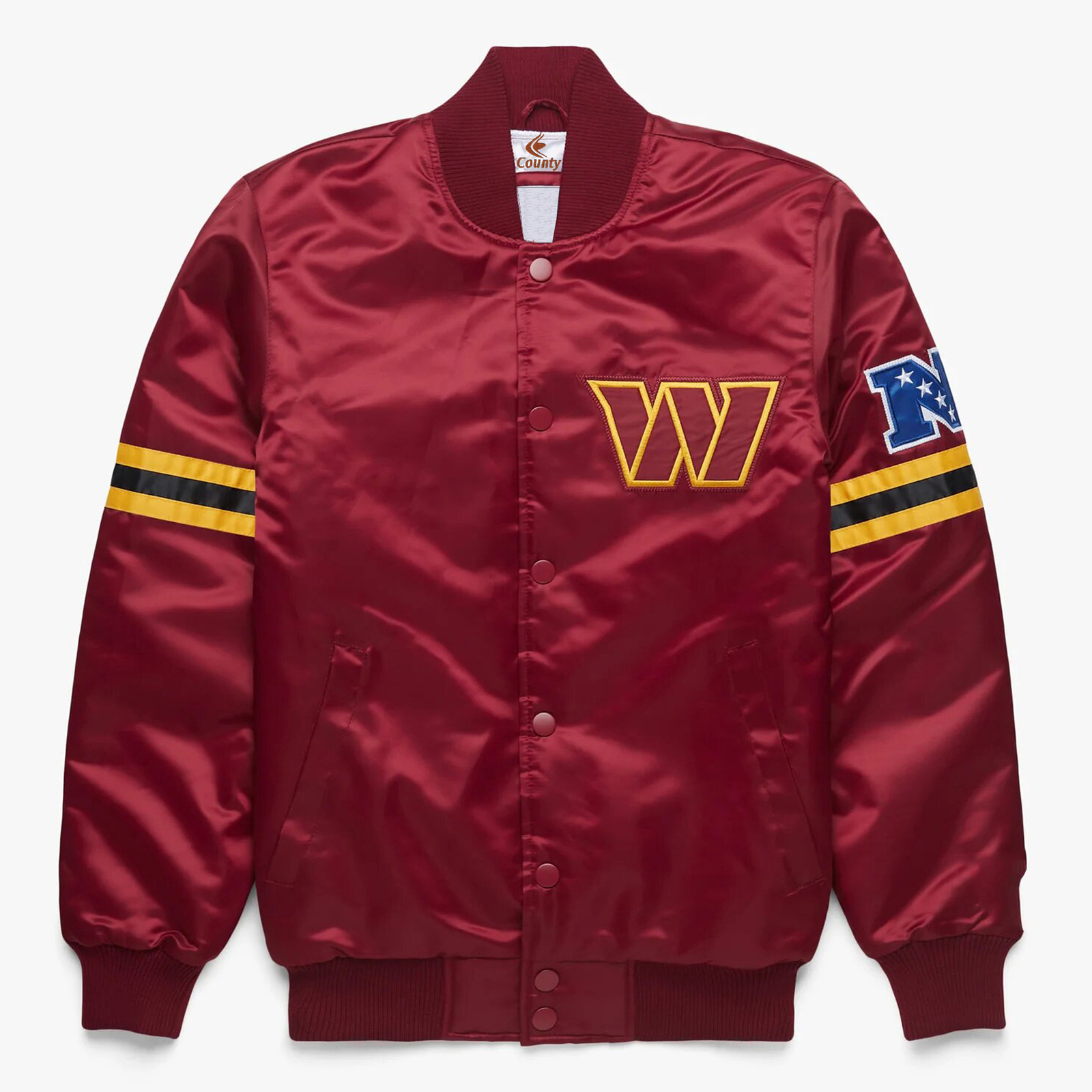 NFL Washington Commanders Vintage Maroon Satin Letterman Varsity Baseball Jacket
