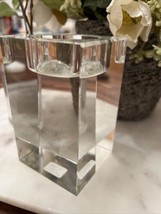 Crate &amp; Barrel Osio 4&quot; Crystal Tea Light Holder Cube Glass 496-599 New - $19.54