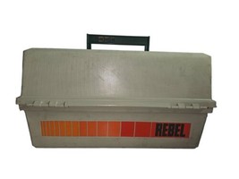 Vintage Tackle Box REBEL 920 Fishing Outdoors Orange Tan &amp; Green with Lures  - £89.45 GBP