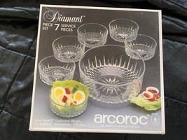 Beautiful set of vintage Arcoroc France Salad or Fruit Bowl with 6 Serving Bowls - £19.46 GBP