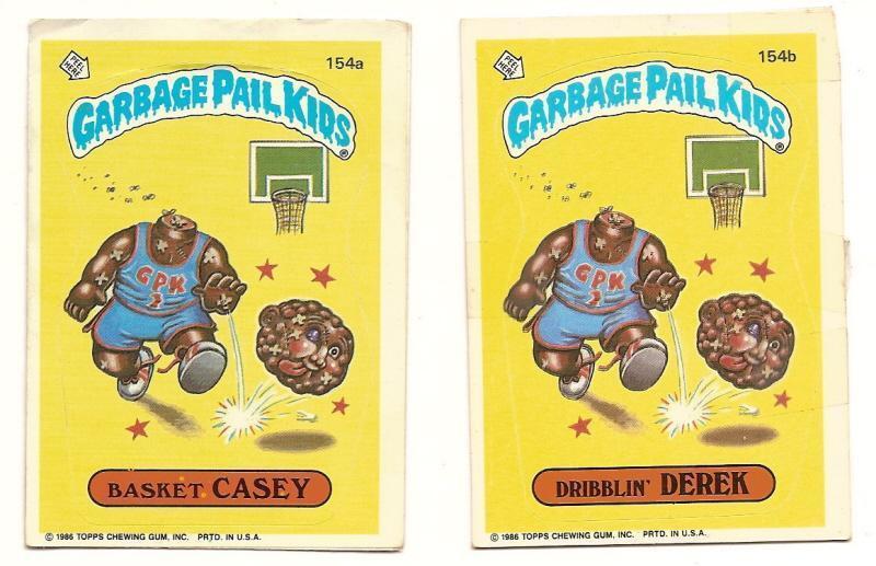 1986 Garbage Pail Kids Series 4 Cards 154a Basket Casey / 154b Dribblin' Derek - $4.80