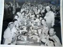 Large Group  Of Shriner&#39;s At A Evening Picnic Enjoying A Lot Of Food 1950s - £10.35 GBP