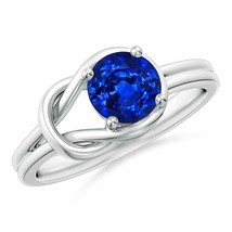 ANGARA 6mm Natural Blue Sapphire Solitaire Infinity Knot Ring in Sterling Silver - £308.69 GBP+