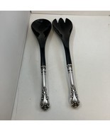 Gorham Chantilly Sterling Silver Handle Fork &amp; Spoon Salad Set Black Pla... - $1,603.53 MXN