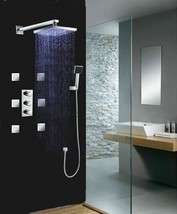 Luxury 10&quot; Water Power LED Shower Head Rainfall Thermostatic 6 Massage J... - £619.74 GBP