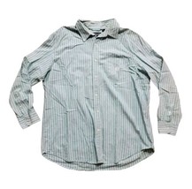 Chaps Mens Shirt XL Mint Green Striped Long Sleeve Cotton Collared Button Down - $17.41