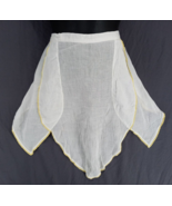 Vintage MCM Sheer White w/ Yellow Crocheted Trim Half Bib Apron Kitchen ... - $11.39