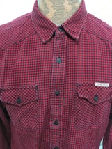 Lucky Brand M Red Black Plaid Flannel Cotton Long-Sleeve Shirt Western - £19.19 GBP