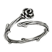 Rose Thorns Ring Silver Stainless Steel Womens Love Passion Flower Garden Band - £11.94 GBP