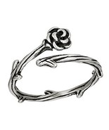 Rose Thorns Ring Silver Stainless Steel Womens Love Passion Flower Garden Band - $14.99