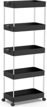 Spacekeeper 5-Tier Storage Cart, Bathroom Storage Organizer Rolling, Black - $51.99