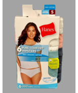 Hanes Pure Comfort Hipsters Women 5 Multicolor 100% Organic Cotton 6 Pairs - $16.34