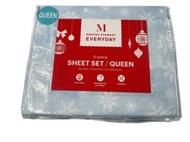 Martha Stewart Everyday 6 Piece Queen Sheet Set Icicles Polyester - £30.27 GBP