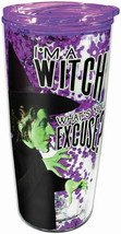 The Wizard of OZ I&#39;m A Witch 15 oz Acrylic Glitter Travel Mug with Spout UNUSED - £11.59 GBP