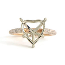 Heart Pave Diamond Engagement Ring Setting Mounting 14K Pink Rose Gold .45 CTW - £1,914.45 GBP