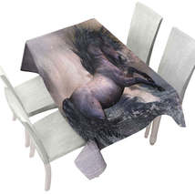 Horses Art Storm Front Black Brown Wild Horse Tablecloth - $52.25 CAD+