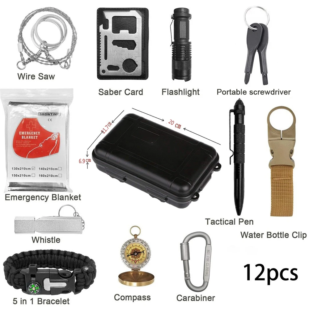 Survival Kit Military Camping Multifunction Outdoor Tool Tent Accessory SOS - £18.38 GBP+