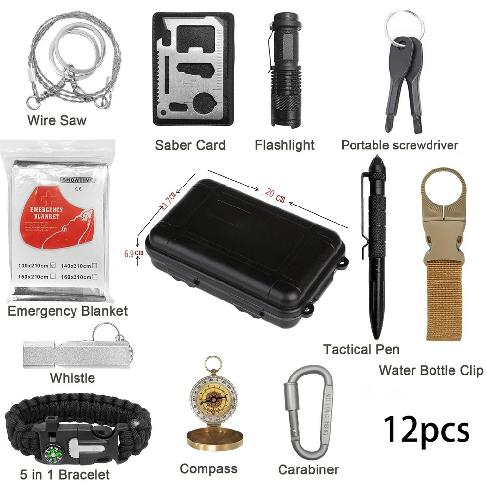 Survival Kit Military Camping Multifunction Outdoor Tool Tent Accessory SOS - £18.12 GBP+