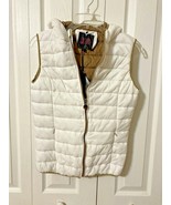 Olivia Miller Vest Lined Hooded Woman&#39;s Large Cream Quilted Padded Zippe... - £14.12 GBP