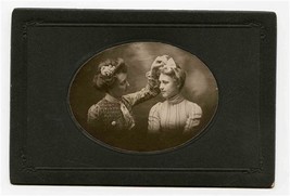Future Sister-in-Laws Oval Photo on Backer 1900&#39;s Carrie Steele &amp; Alice Jones - £21.64 GBP