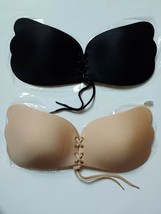 2 pk C Cup Silicone Self Adhesive Gel Stick Push-Up Invisible Bra Black ... - $9.89