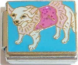 Dog In Ballet Outfit Blue Background Italian Charm - £7.09 GBP