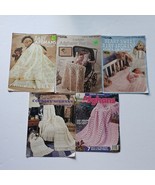 Vintage Crochet Pattern books / booklets Lot of 5 Baby Afghans Country A... - $13.98