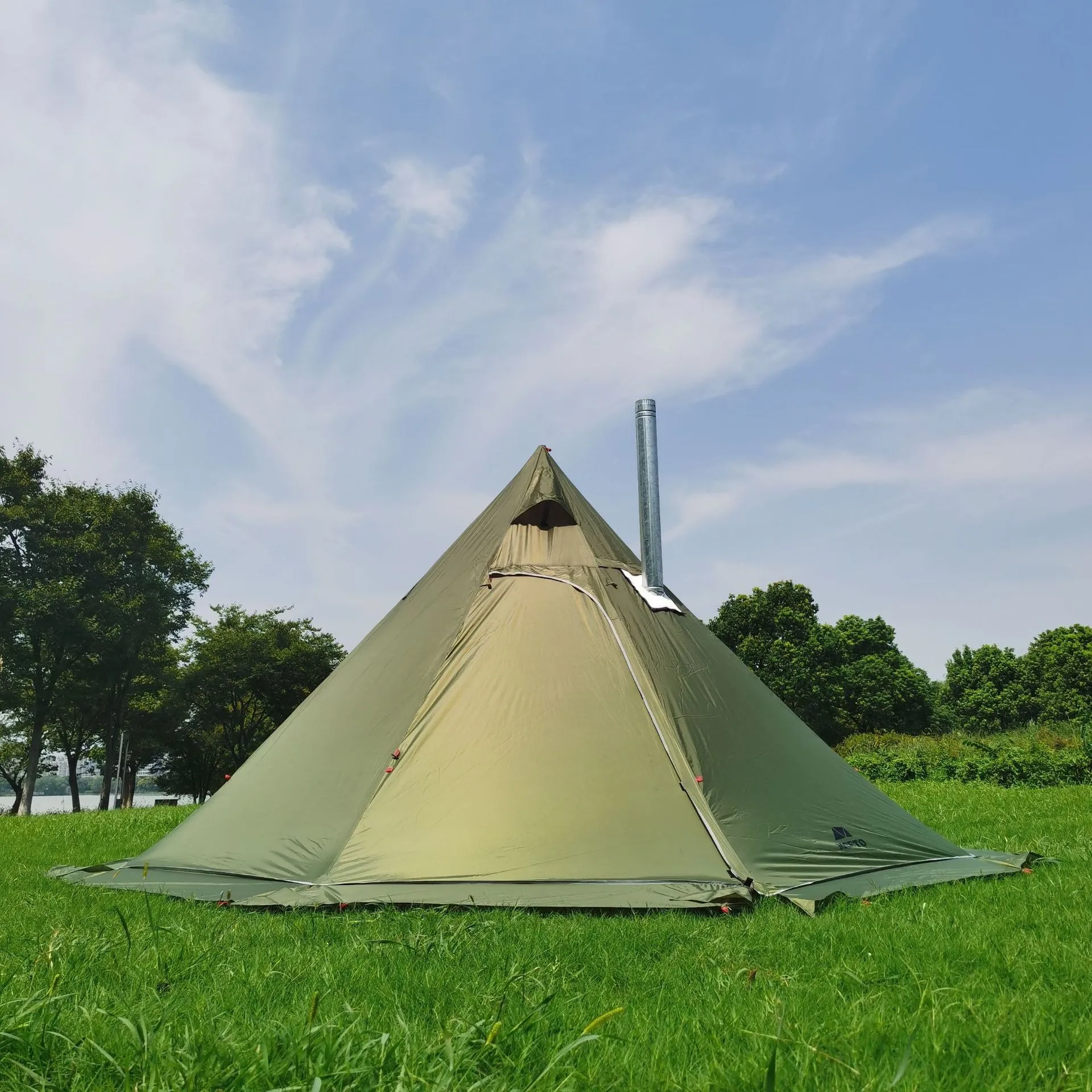 Outdoor Camping Waterproof Teepee Tent Flame-retardant Pyramid Hot Tent 1 Person - £111.06 GBP