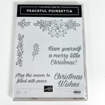 Stampin' Up Peaceful Poinsettia -Red Rubber Unmounted Stamp Set - £5.41 GBP