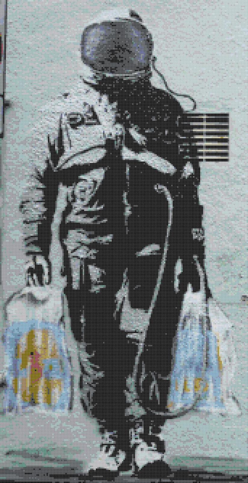 banksy Counted Cross Stitch pattern modern art cross - 171x332 stitches BN1792